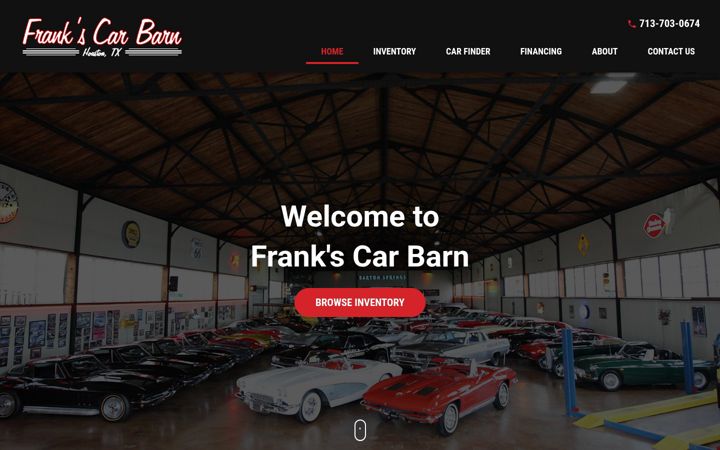 Screenshot of frankscarbarn.com