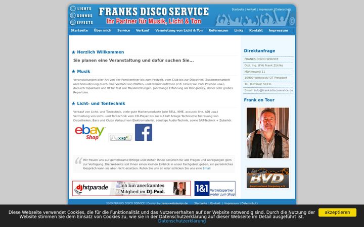 Screenshot of franksdiscoservice.de