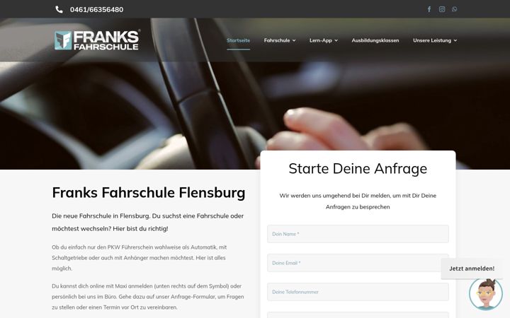 Screenshot of franksfahrschule-flensburg.de