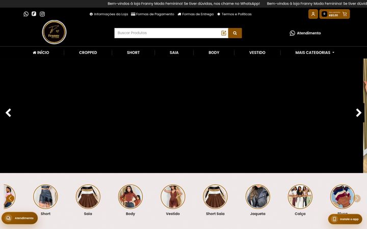 Екранна снимка на frannyloja.com.br