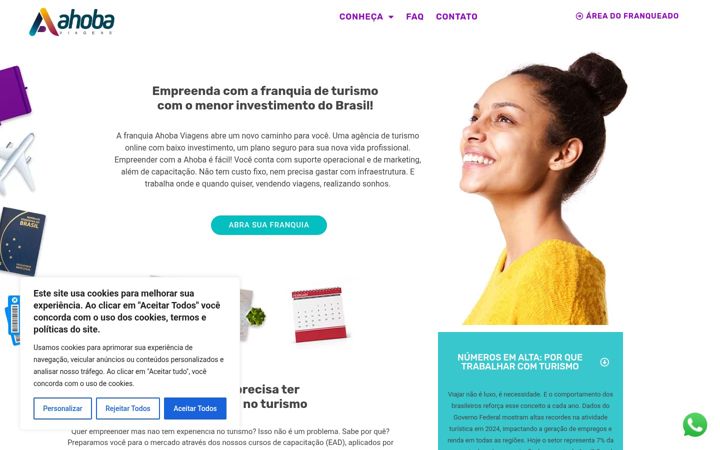 Екранна снимка на franquiaahobaviagens.com.br