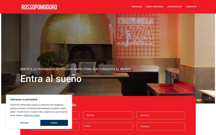 Ekraanipilt saidist franquiciarossopomodoro.es