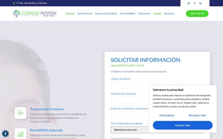 Screenshot of franquiciasrevitae.es