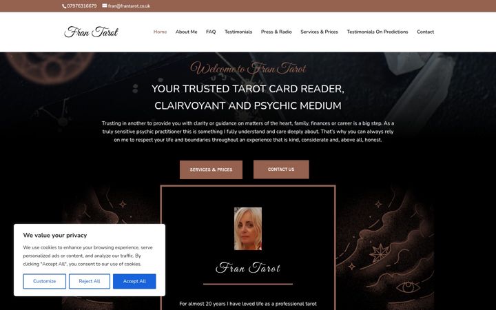 Screenshot of frantarot.co.uk