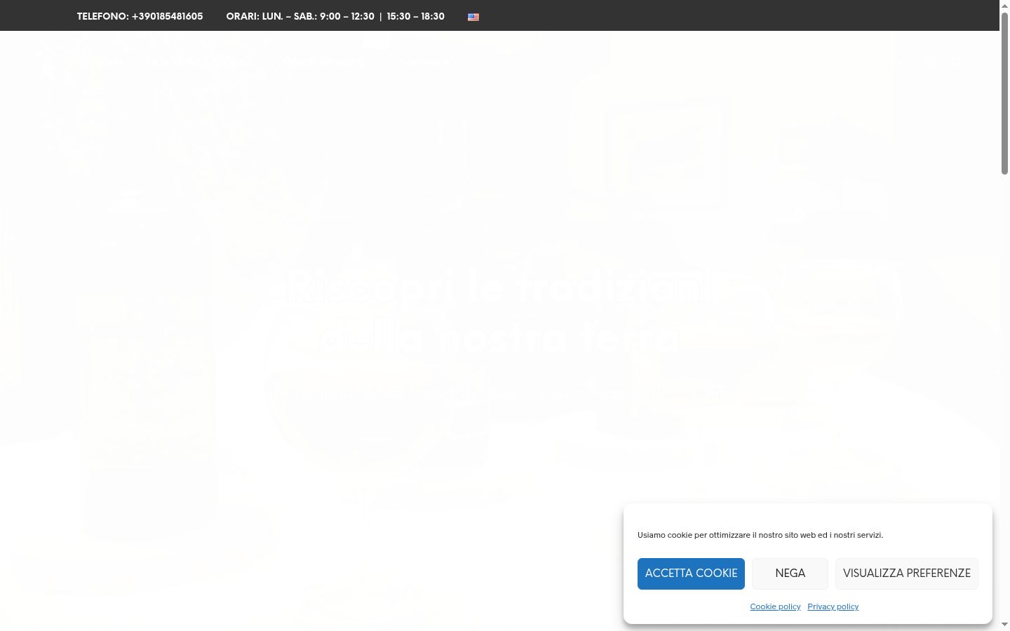Screenshot del banner di consenso mostrato prima di qualsiasi interazione