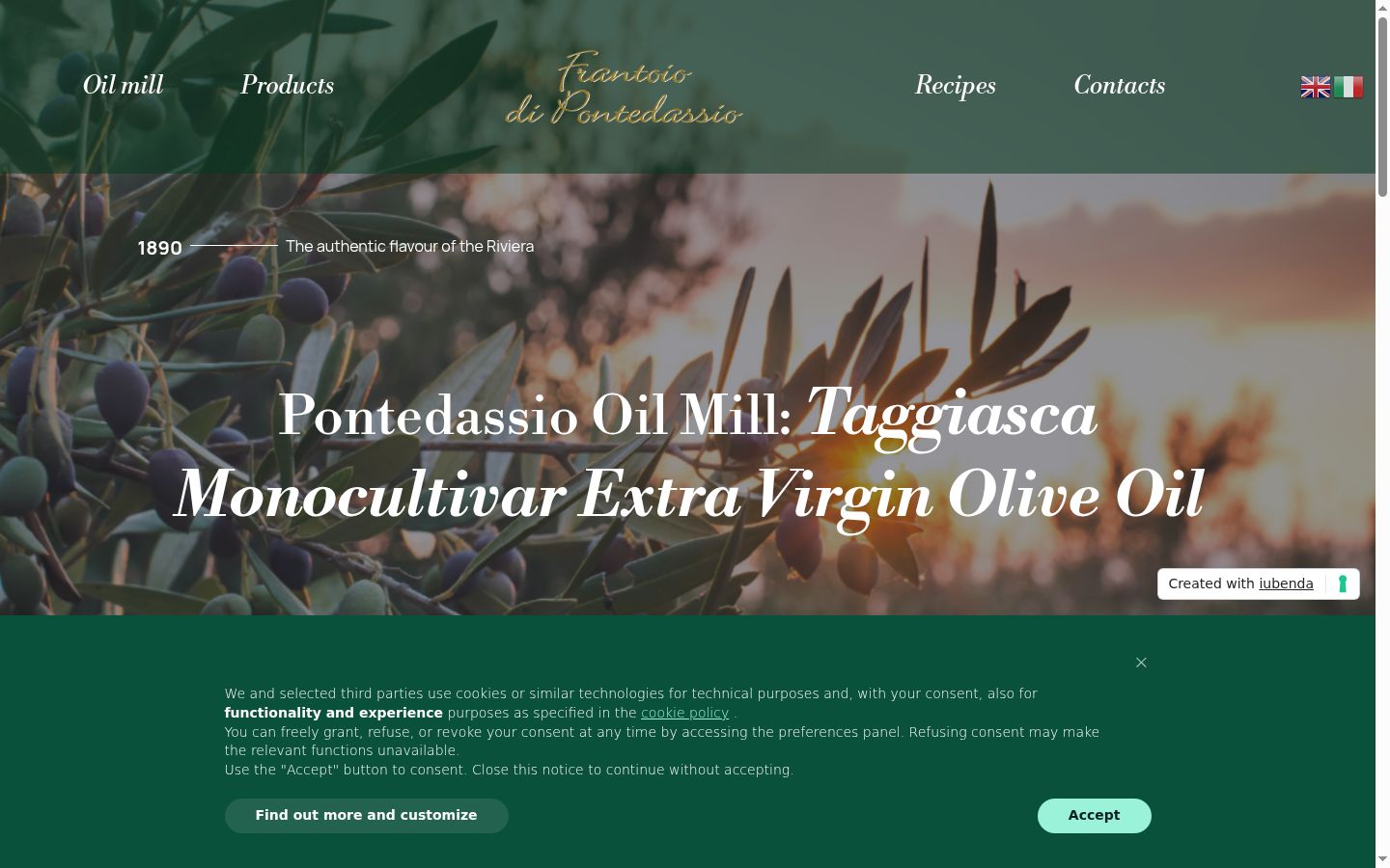 Screenshot del banner di consenso mostrato prima di qualsiasi interazione