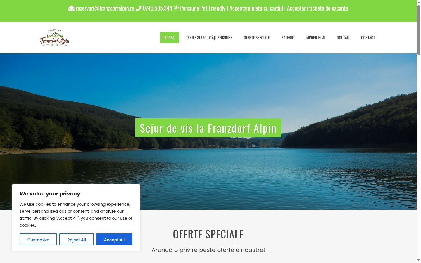 Capture d'écran de la bannière de consentement affichée avant toute interaction