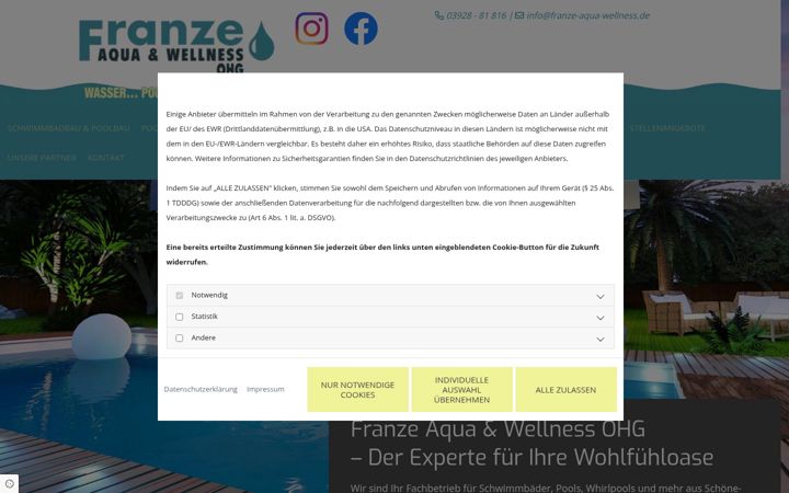 Képernyőkép: franze-aqua-wellness.de