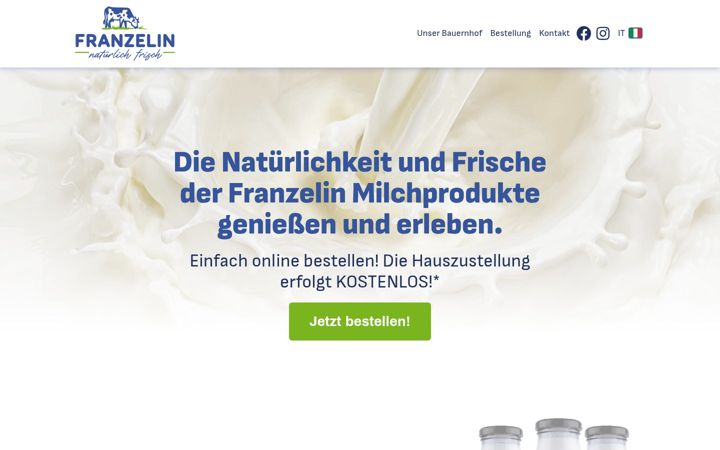Screenshot of franzelin-milch.com