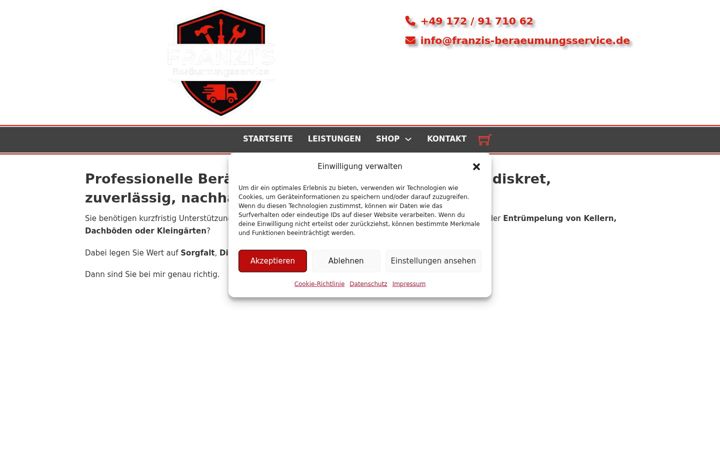 Captura de ecrã de franzis-beraeumungsservice.de