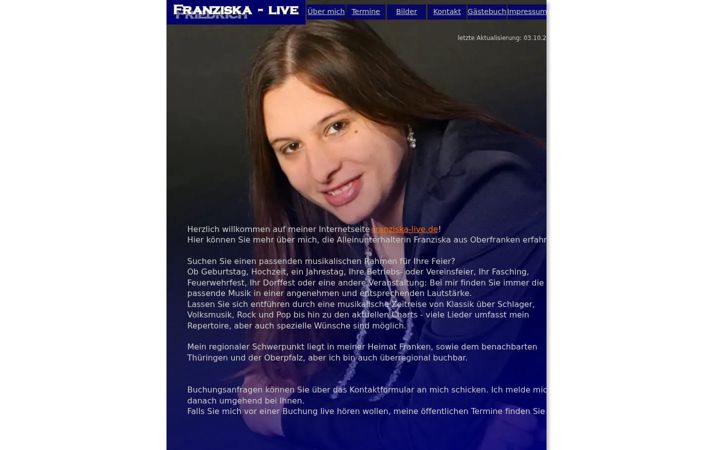 Екранна снимка на franziska-live.de