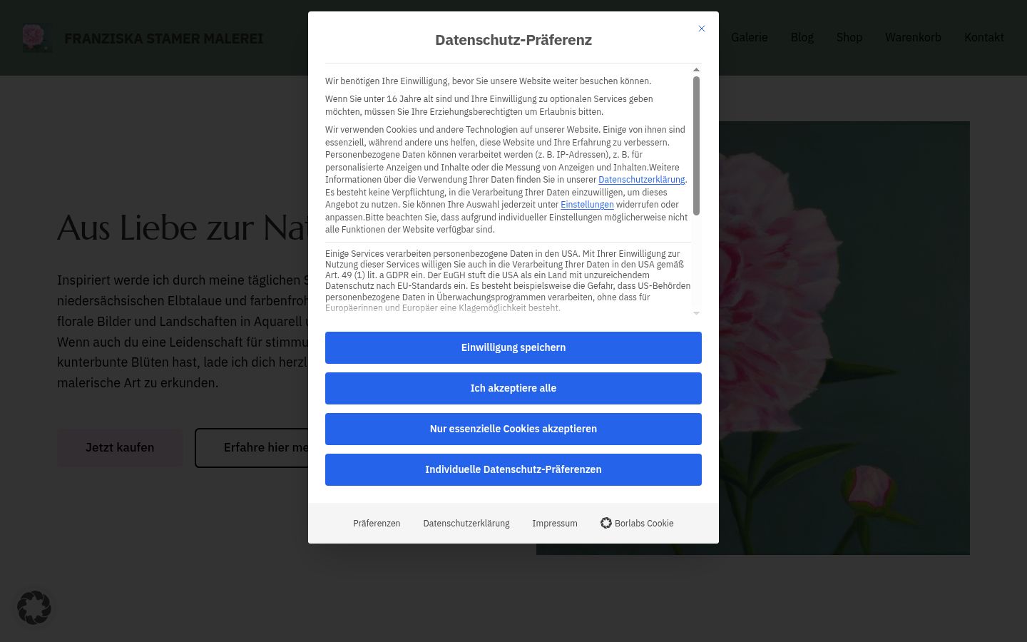 Capture d'écran de la bannière de consentement affichée avant toute interaction