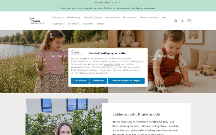 Screenshot of franzisnaehatelier.de