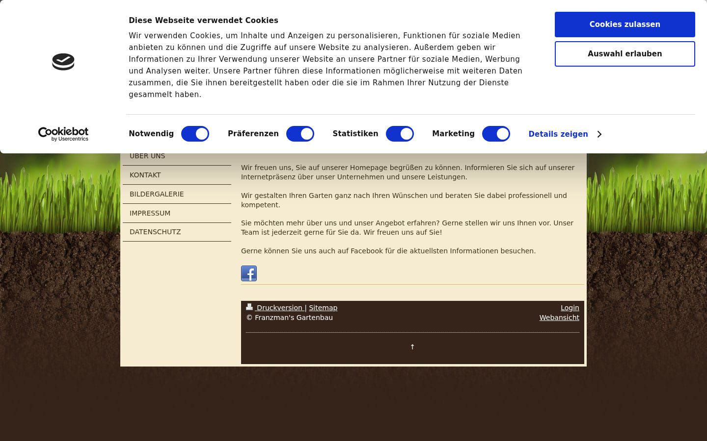 Screenshot des Einwilligungsbanners vor jeglicher Interaktion