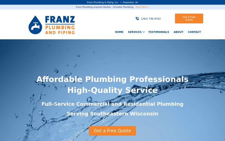 Screenshot of franzplumbing.com