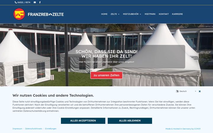 Screenshot of franzreb-zelte.de