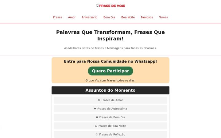 Екранна снимка на frasedehoje.com.br
