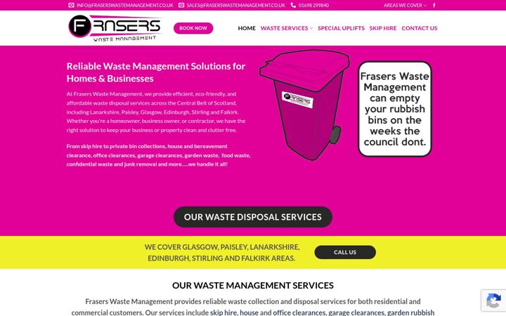 Screenshot of fraserswastemanagement.co.uk