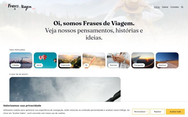 Екранна снимка на frasesdeviagem.com.br