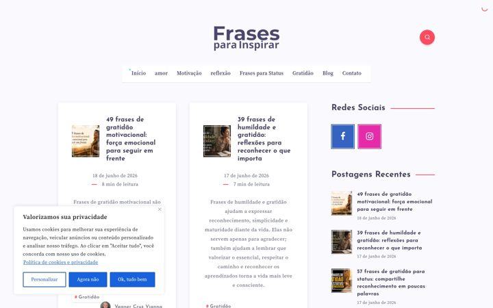 Екранна снимка на frasesparainspirar.com.br