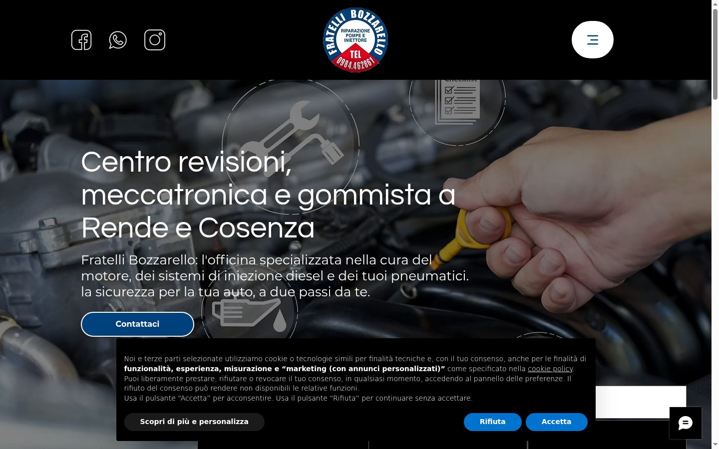 Screenshot del banner di consenso mostrato prima di qualsiasi interazione