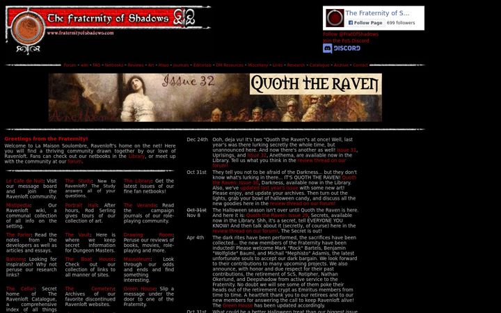 Screenshot of fraternityofshadows.com