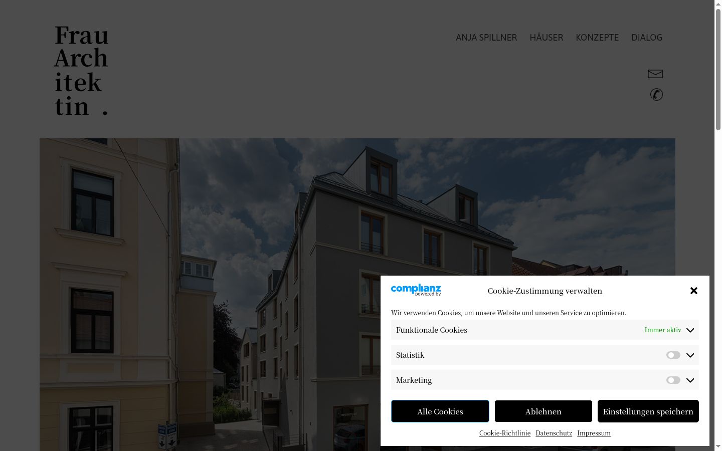 Screenshot des Einwilligungsbanners vor jeglicher Interaktion