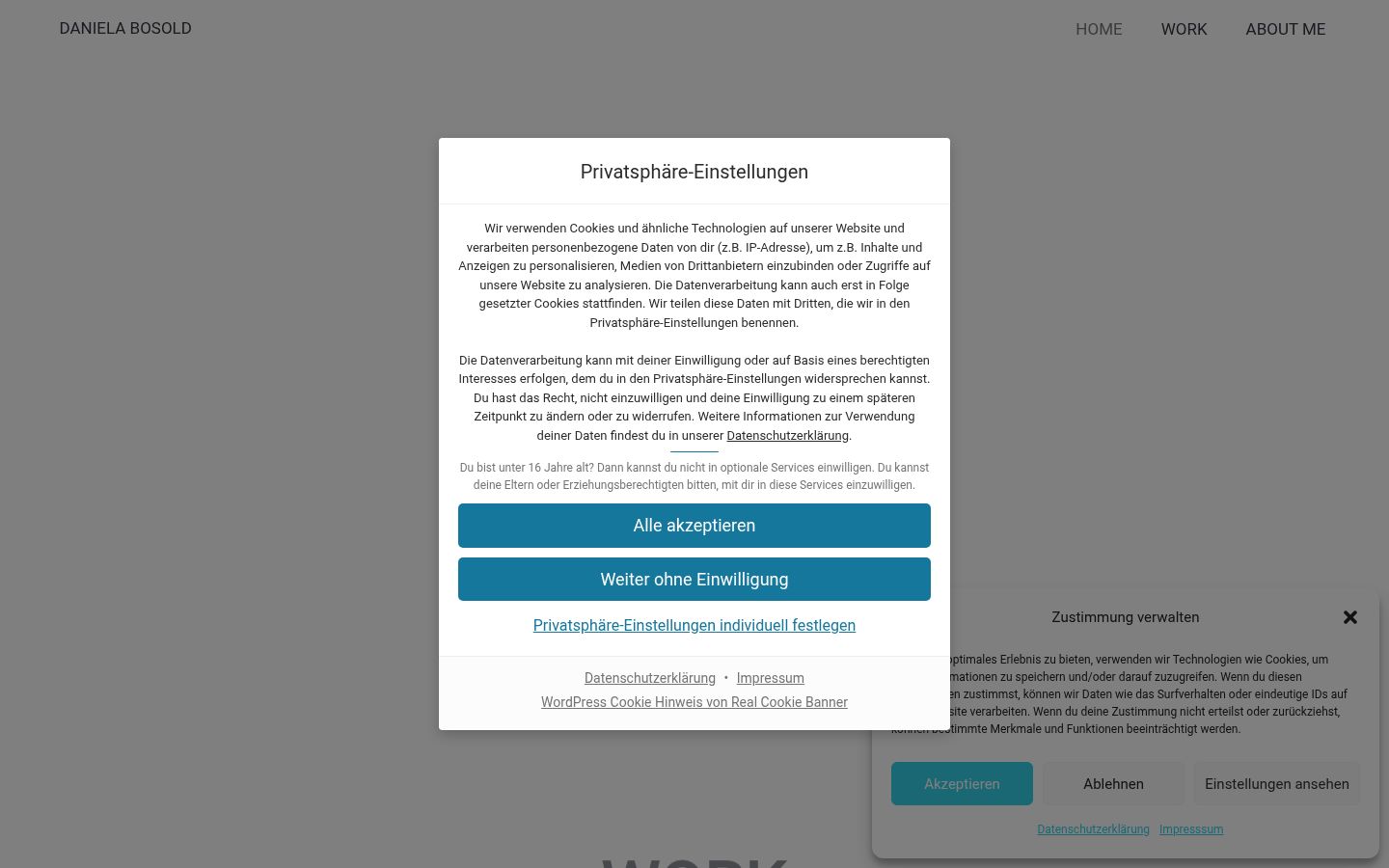 Screenshot del banner di consenso mostrato prima di qualsiasi interazione