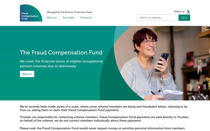 Screenshot of fraudcompensationfund.co.uk