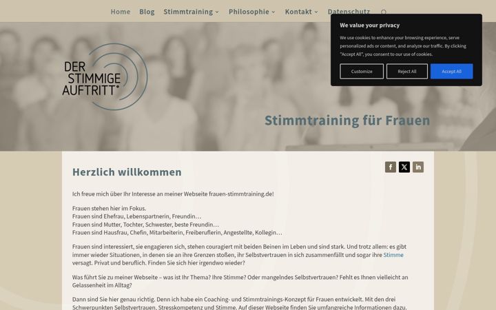 Екранна снимка на frauen-stimmtraining.de