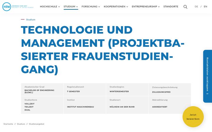 Screenshot of frauen-studieren-maschinenbau.de
