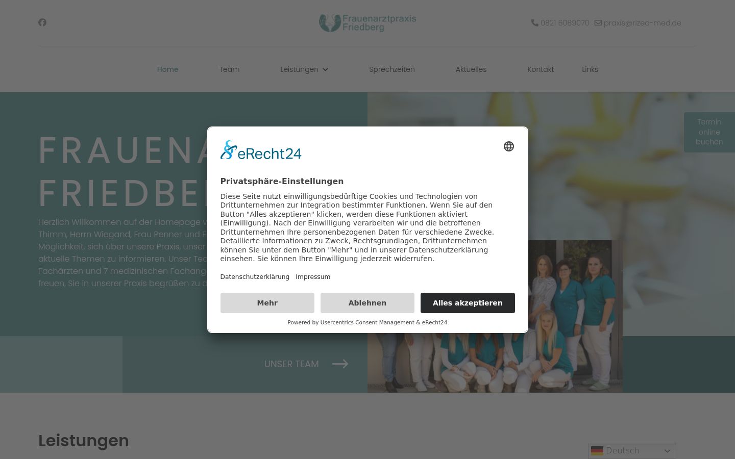 Screenshot of the consent banner shown before any interaction