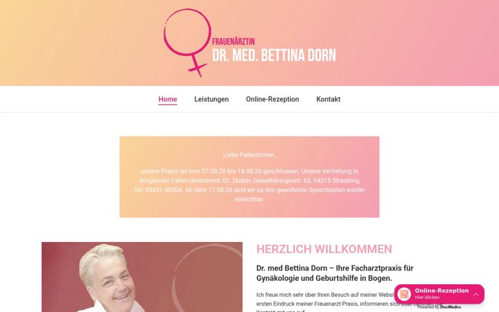 Screenshot of frauenaerztin-bogen.de