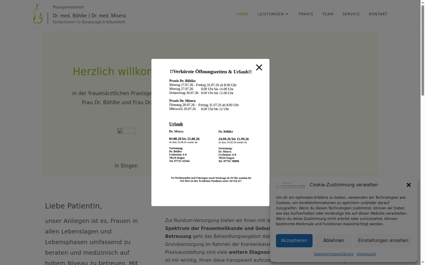 Screenshot des Einwilligungsbanners vor jeglicher Interaktion