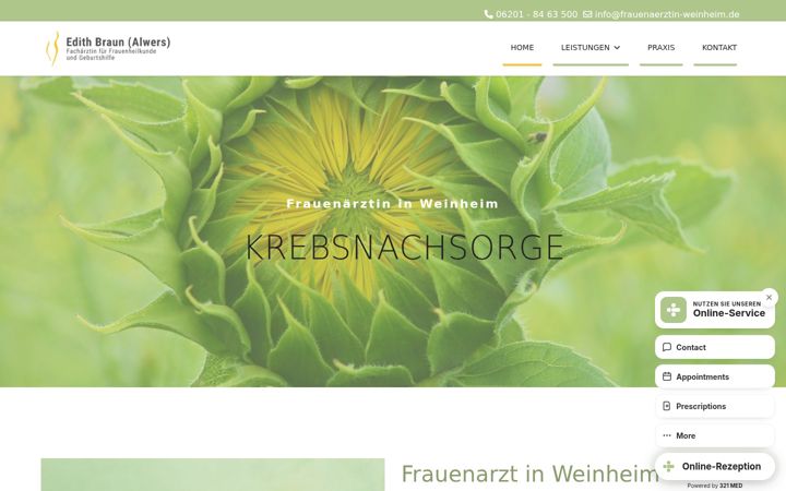 Captură de ecran a frauenaerztin-weinheim.de