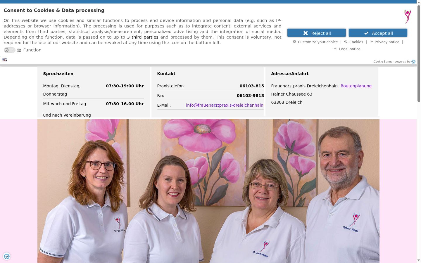 Screenshot of the consent banner shown before any interaction