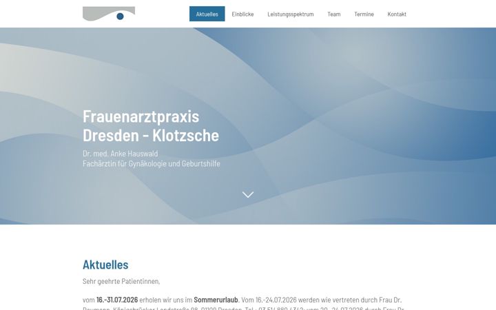 Capture d'écran de frauenarztpraxis-hauswald.de