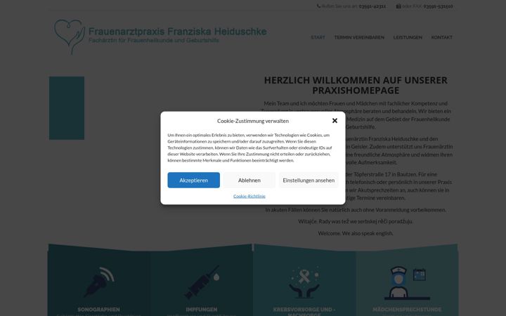 Captură de ecran a frauenarztpraxis-heiduschke.de