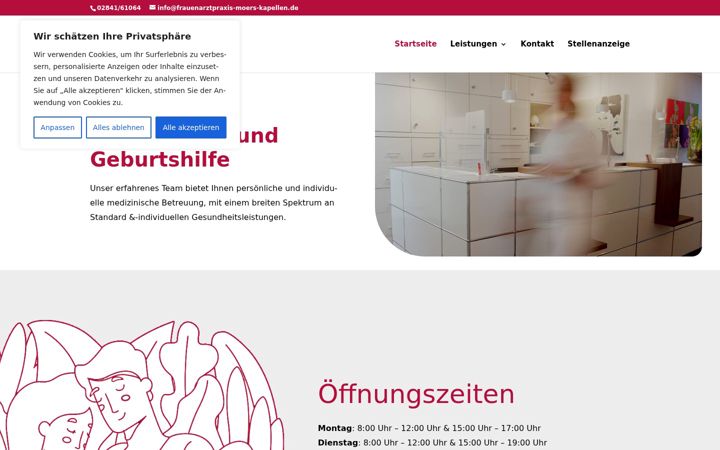 Screenshot stránky frauenarztpraxis-moers-kapellen.de