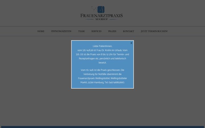 Screenshot stránky frauenarztpraxis-moorhof.de