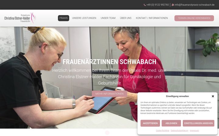 Screenshot stránky frauenarztpraxis-schwabach.de