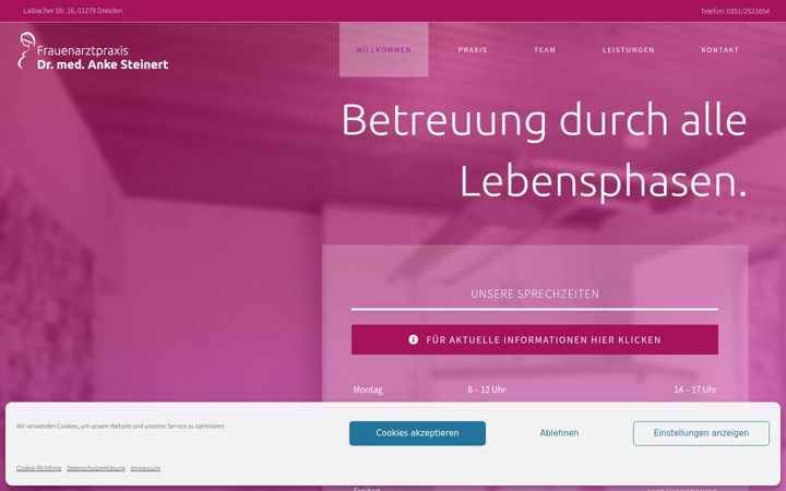 Screenshot stránky frauenarztpraxis-steinert.de