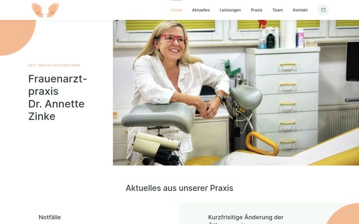 Screenshot stránky frauenarztpraxis-zinke.de
