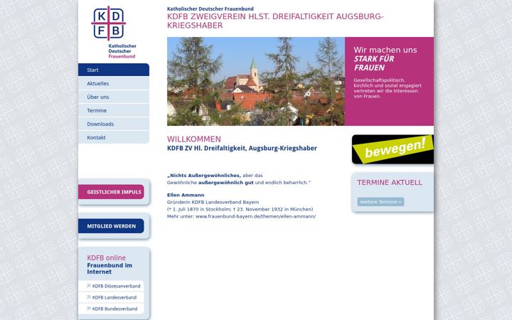 Captură de ecran a frauenbund-augsburg-kriegshaber.de
