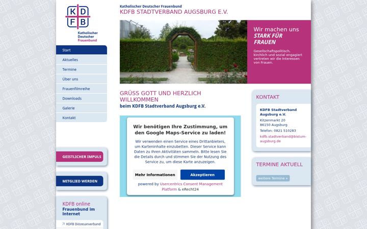 Captură de ecran a frauenbund-bezirk-augsburg.de