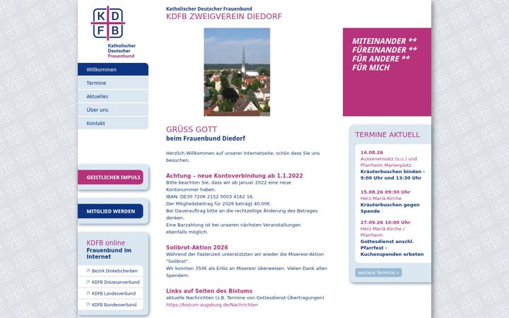 Captură de ecran a frauenbund-diedorf.de
