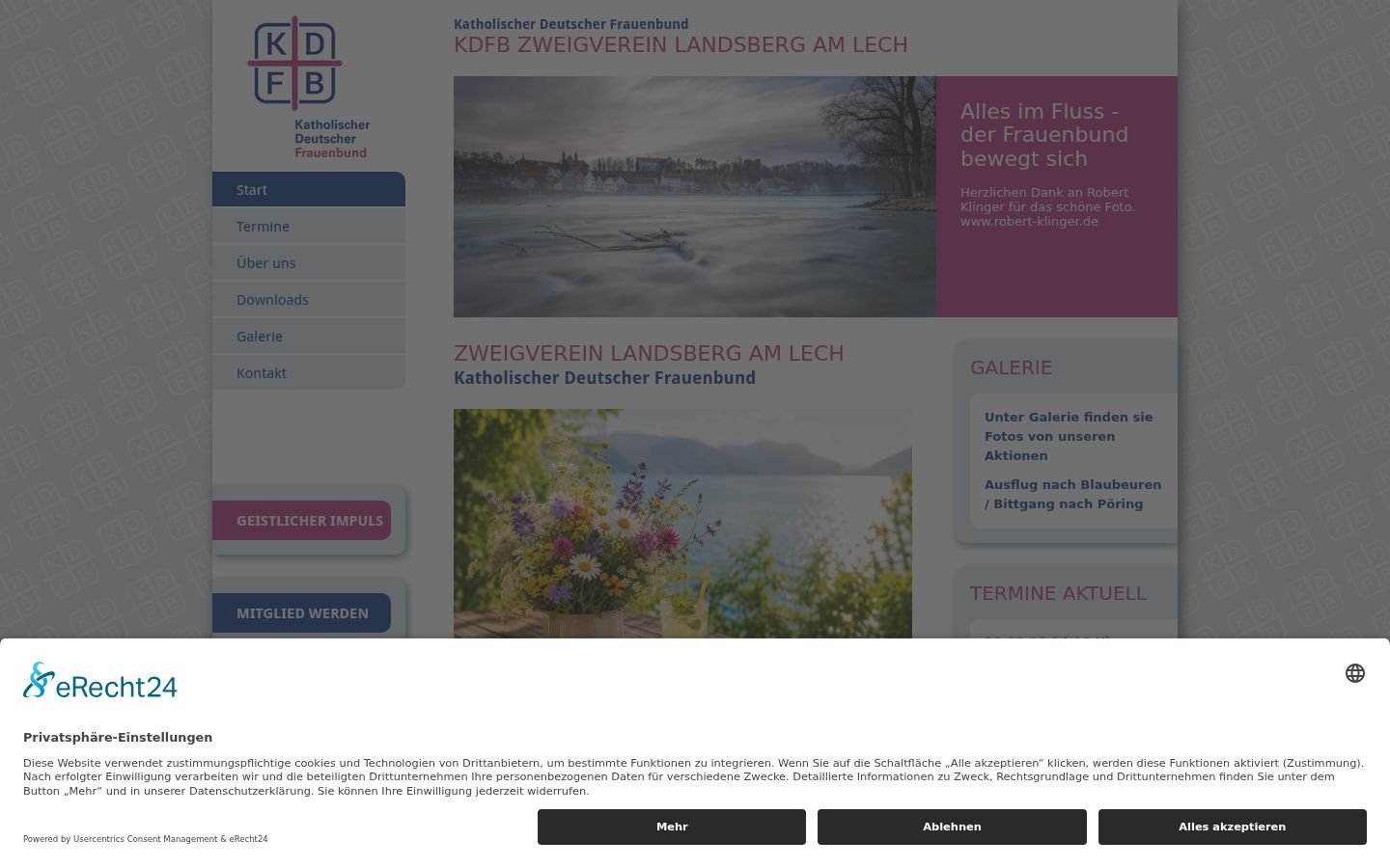 Capture d'écran de la bannière de consentement affichée avant toute interaction