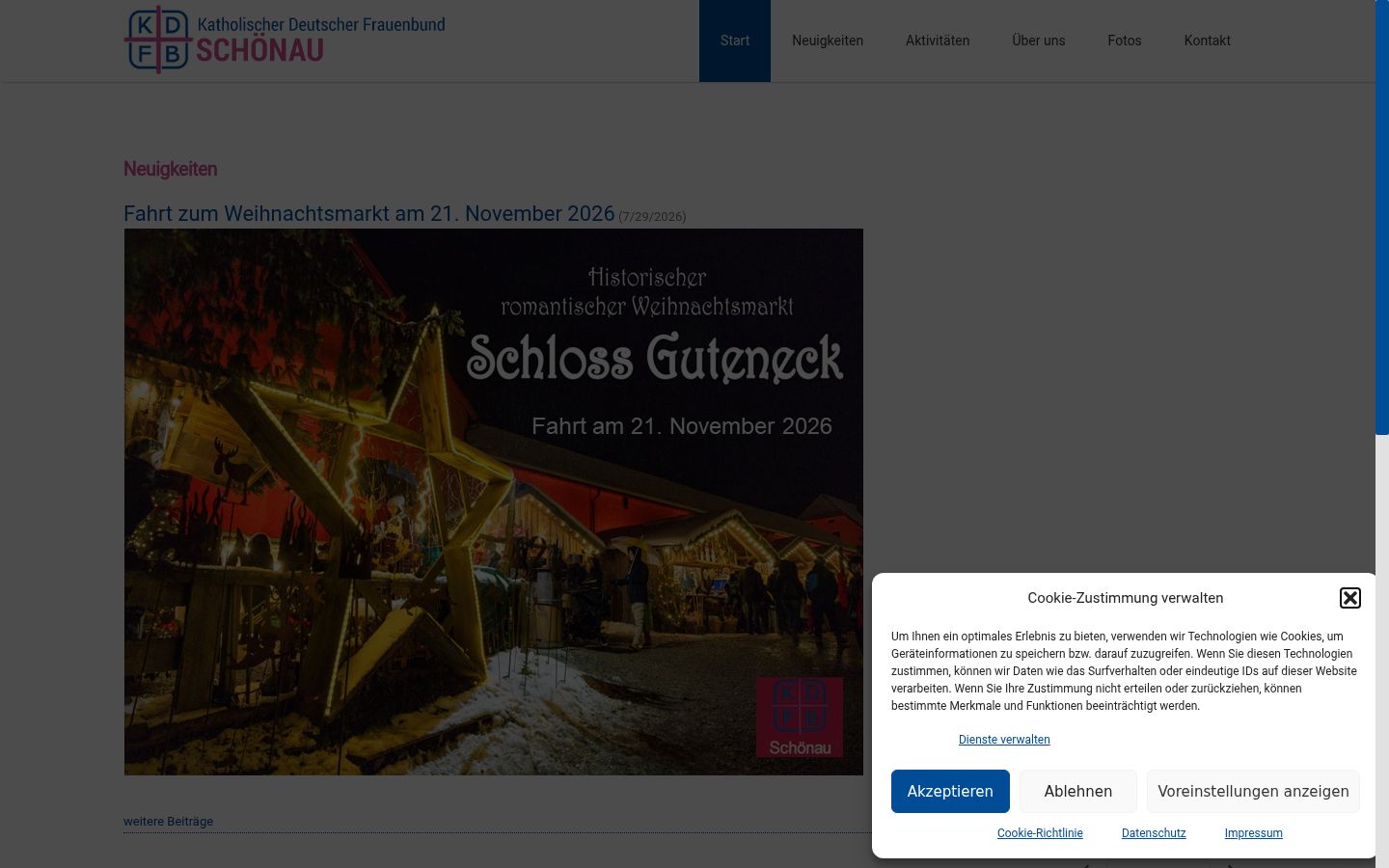 Capture d'écran de la bannière de consentement affichée avant toute interaction