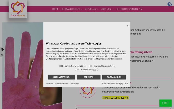 Ekrano kopija frauenforum-unna.de