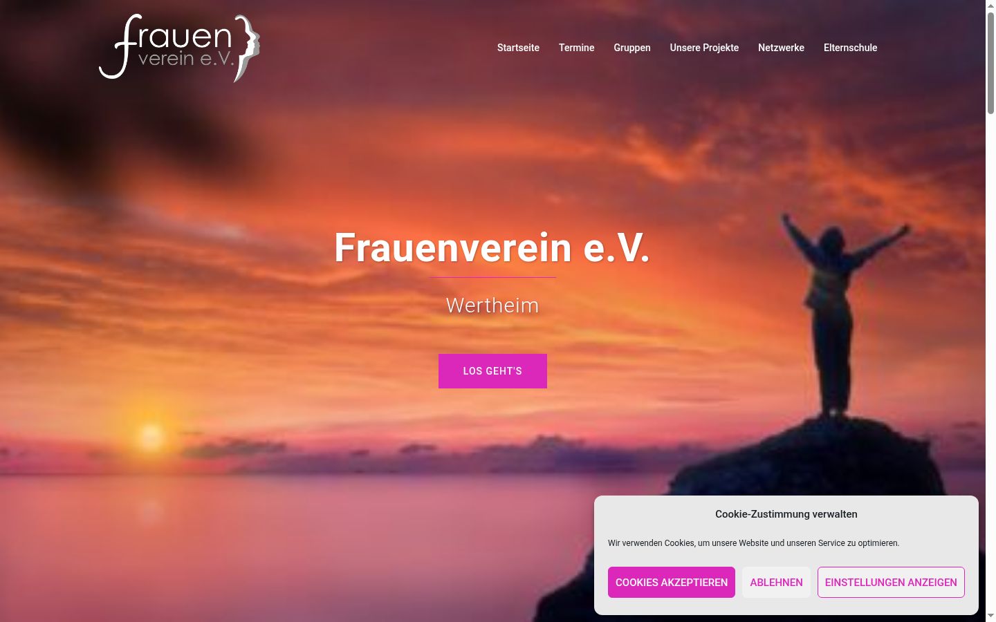Screenshot des Einwilligungsbanners vor jeglicher Interaktion